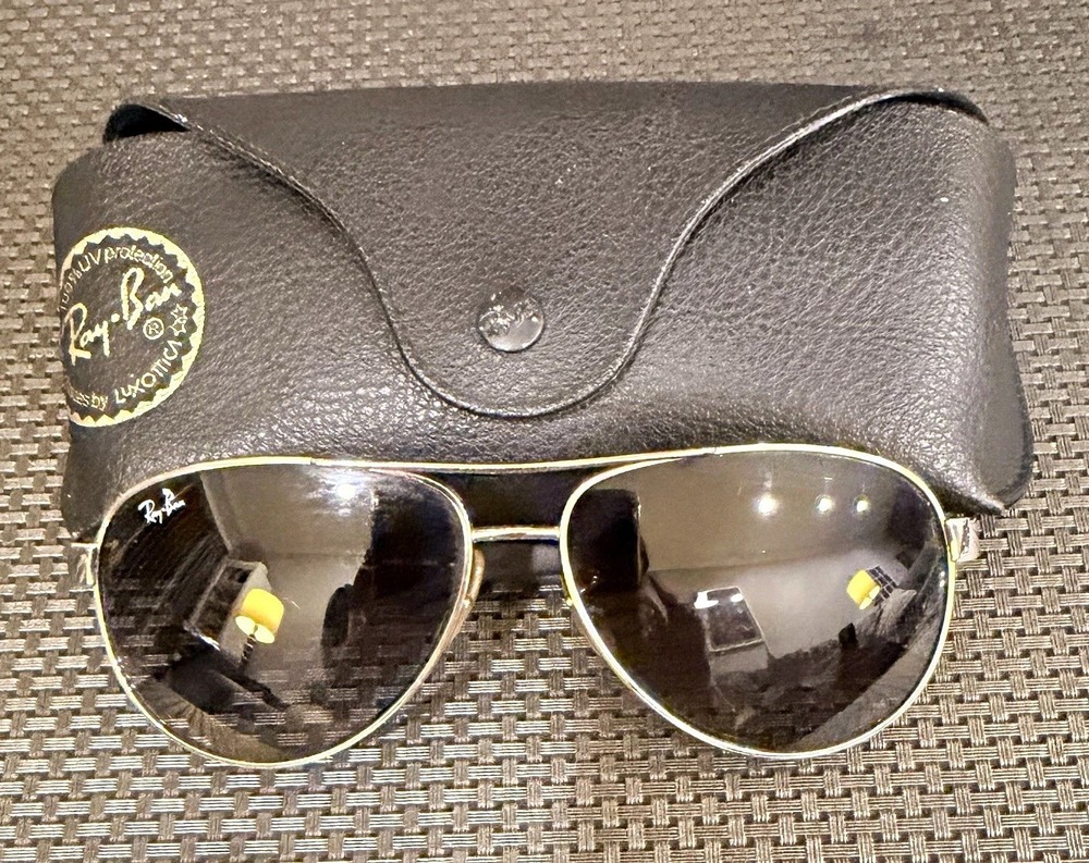 Ray Ban RB3457 Aviator Sunglasses Grey Gradient Lenses & Case